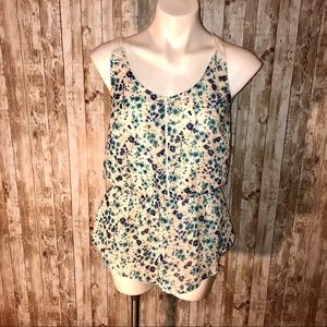 Lauren Conrad cream, floral baby doll tank top